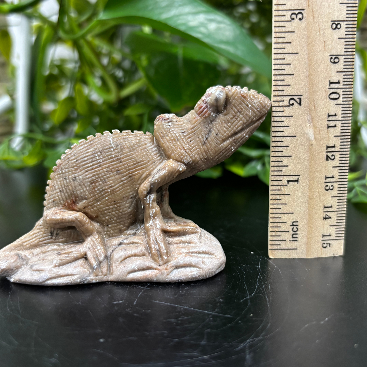 Natural Serpentine Chameleon Gemstone Figurine Hand-Carved Crystal Animal Statue for Home Dcor, Collectibles & Healing RAN486