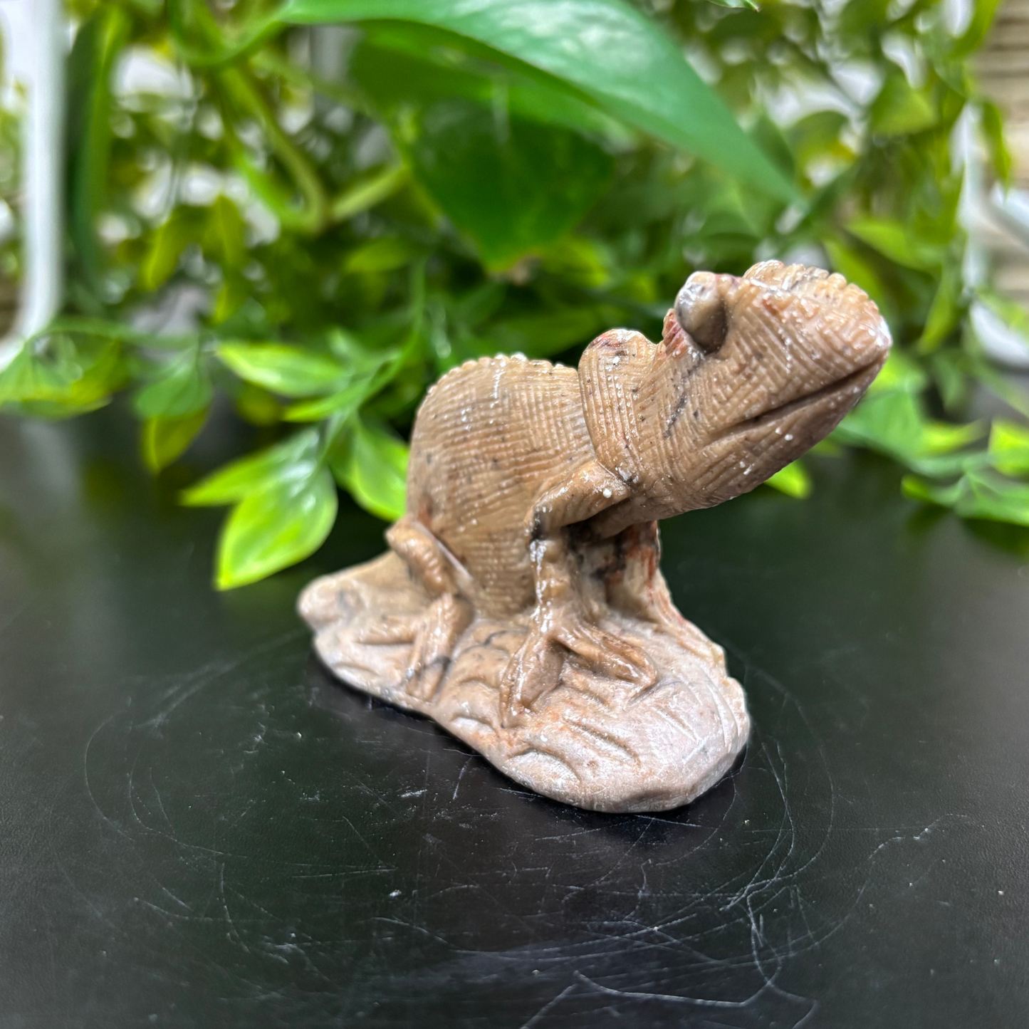 Natural Serpentine Chameleon Gemstone Figurine Hand-Carved Crystal Animal Statue for Home Dcor, Collectibles & Healing RAN486