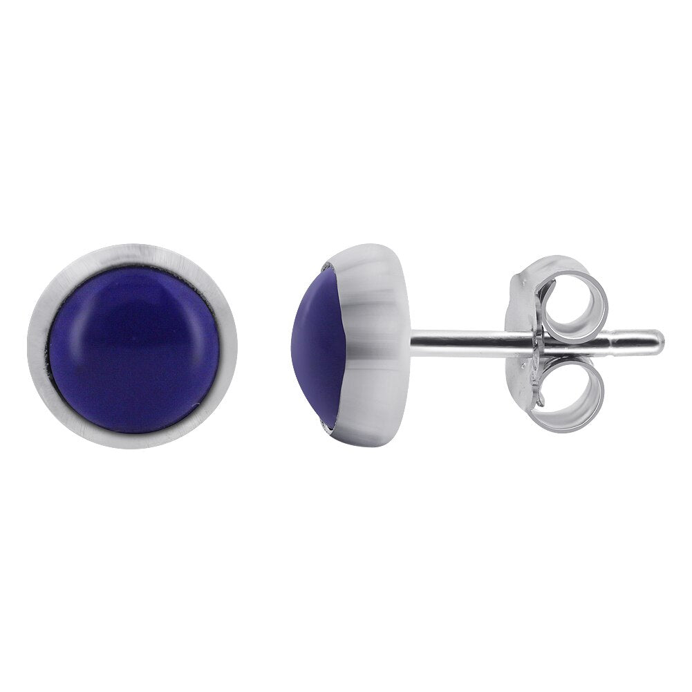 .925 Sterling Silver Simulated Gemstone Stud Earrings