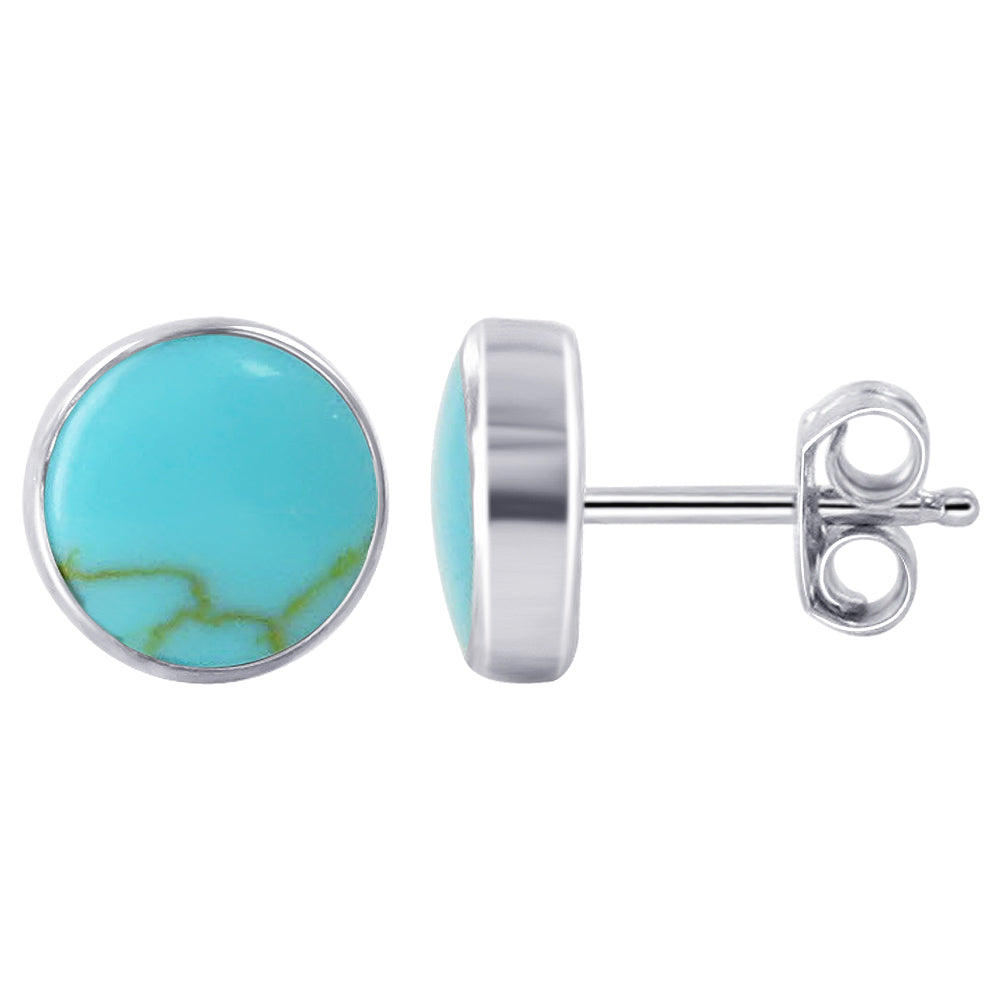 .925 Sterling Silver Simulated Gemstone Stud Earrings