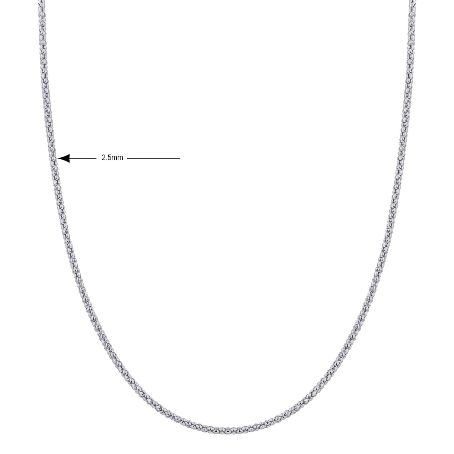 Italian 925 Sterling Silver Popcorn Chain Necklace - Gem Avenue