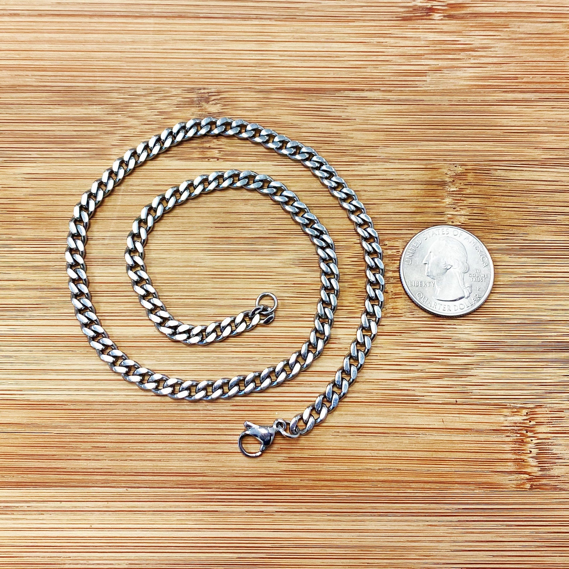 Stainless Steel wide Curb Link Chain Necklace - Gem Avenue