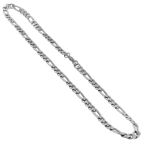 Men's Stainless Steel wide Figaro Chain Necklace - Gem Avenue