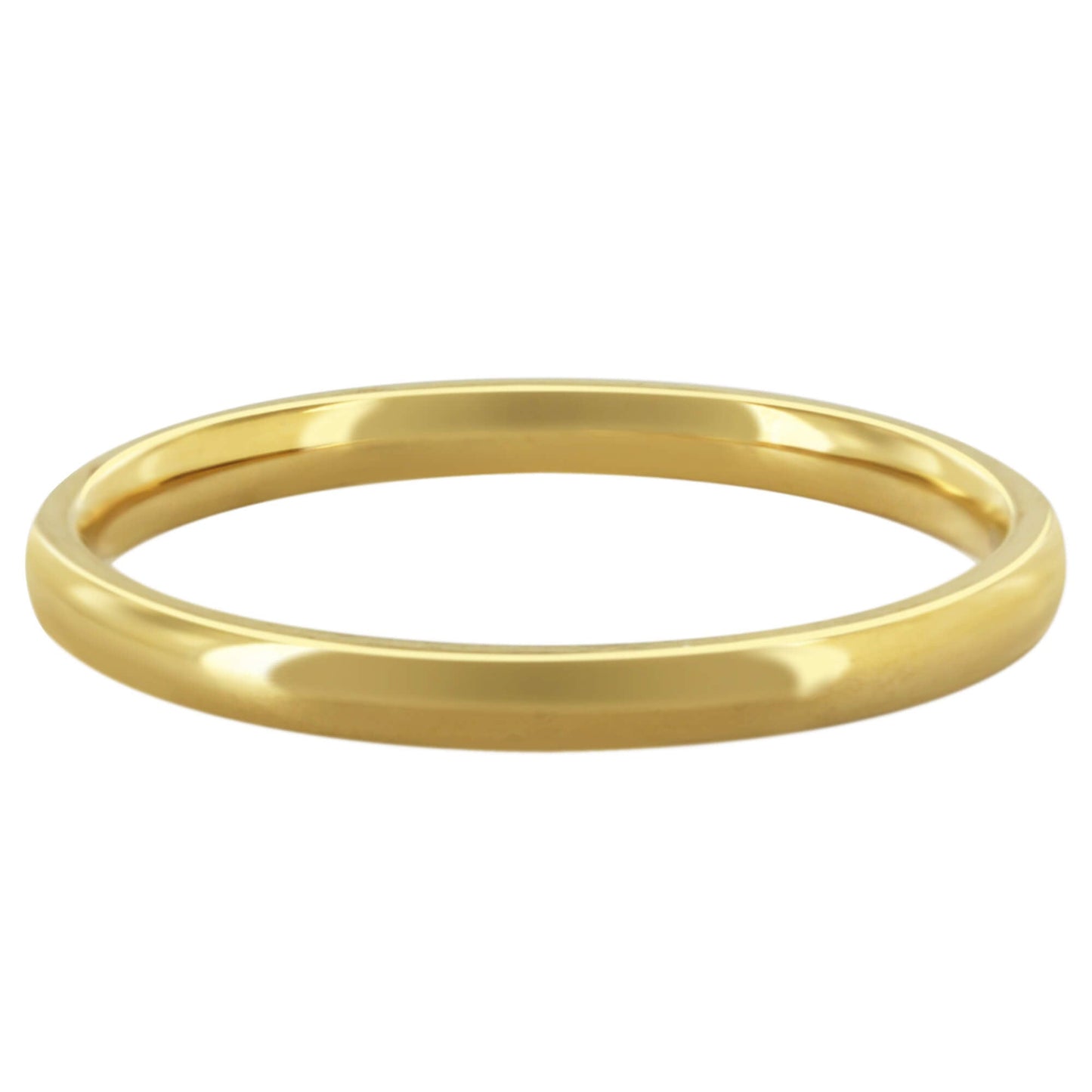 Gold Plated Stainless Steel Comfort Fit 2mm Plain Wedding Band - Gem Avenue