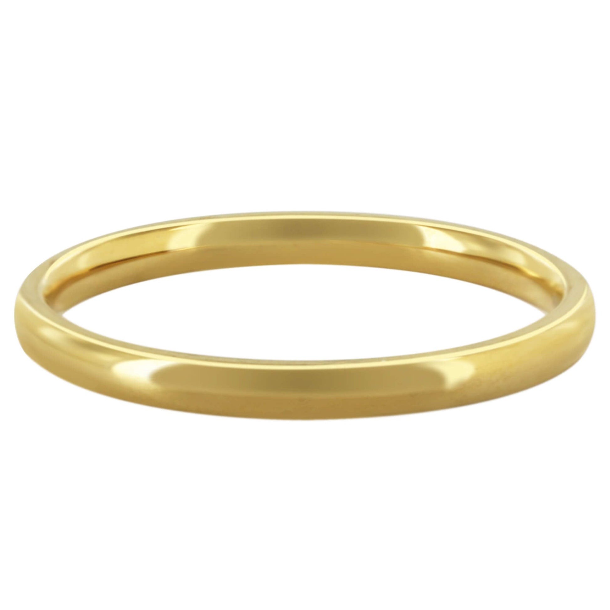 Gold Plated Stainless Steel Comfort Fit 2mm Plain Wedding Band - Gem Avenue