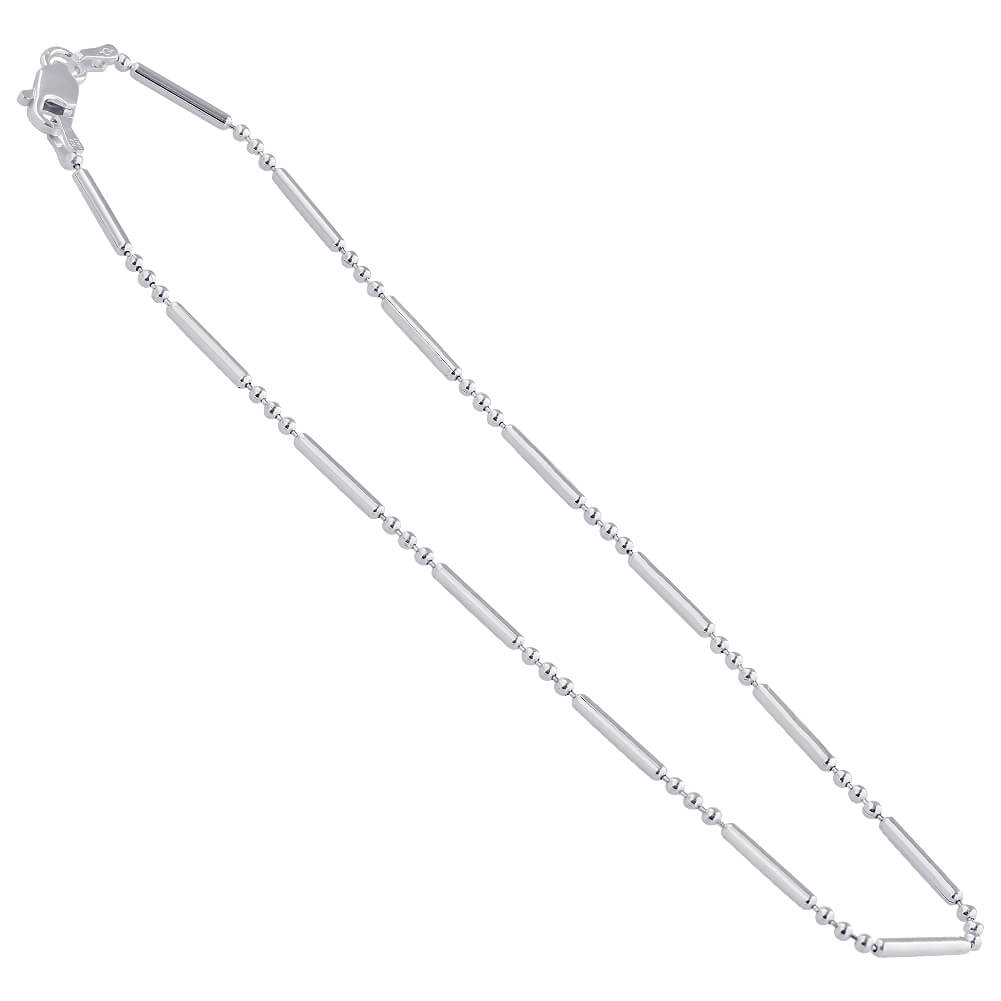 Beads and Rods Italian 925 Sterling Silver Chain Necklace - Gem Avenue
