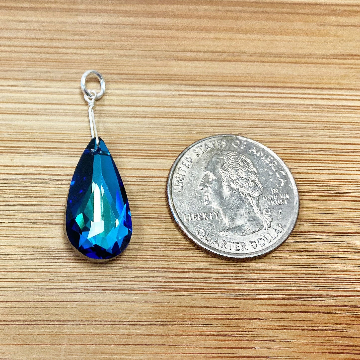 925 Sterling Silver Teardrop Pendant with Austrian Crystals Elegant Handmade Jewelry Necklace for Women