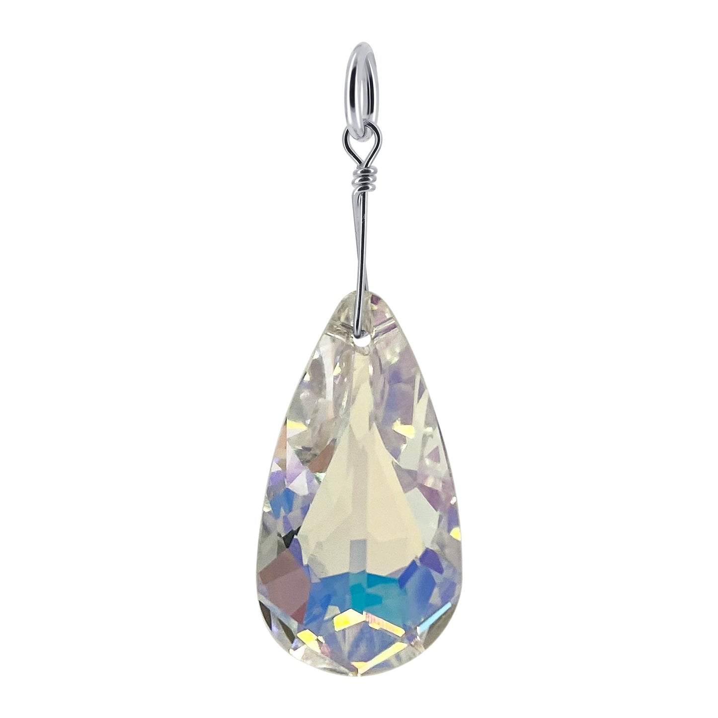 925 Sterling Silver Teardrop Pendant with Austrian Crystals Elegant Handmade Jewelry Necklace for Women