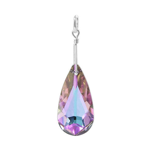 925 Sterling Silver Teardrop Pendant with Austrian Crystals Elegant Handmade Jewelry Necklace for Women