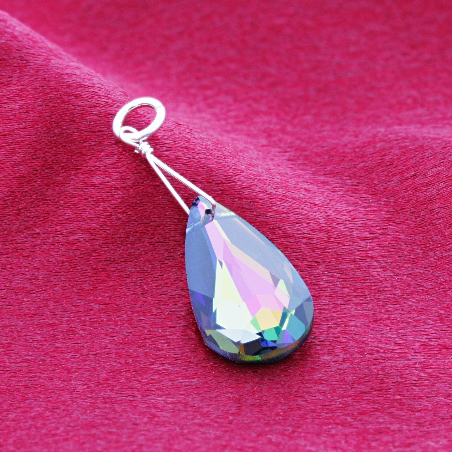 925 Sterling Silver Teardrop Pendant with Austrian Crystals Elegant Handmade Jewelry Necklace for Women