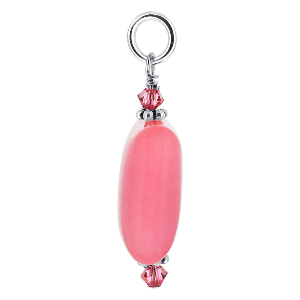 Pink Gemstone with Austrian Crystals Sterling Silver Pendant - Gem Avenue