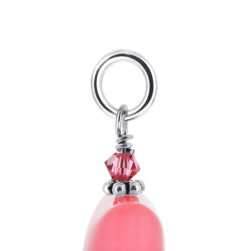 Pink Gemstone with Austrian Crystals Sterling Silver Pendant - Gem Avenue