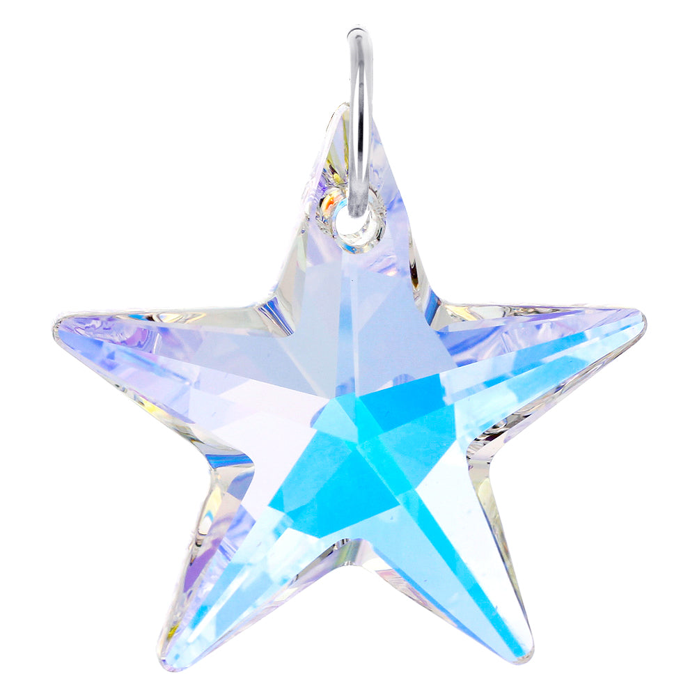 925 Sterling Silver Star-Shaped Austrian Crystal Charm Pendant Elegant Jewelry for Womens