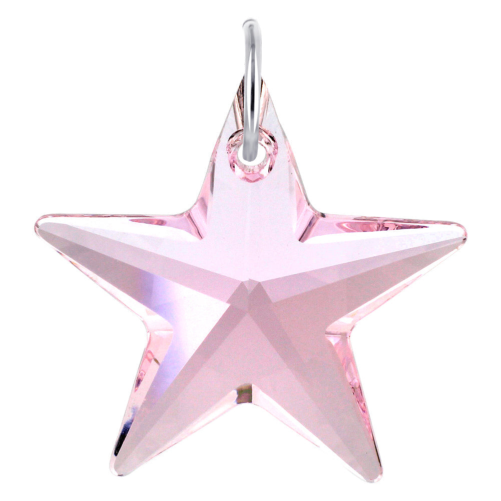 925 Sterling Silver Star-Shaped Austrian Crystal Charm Pendant Elegant Jewelry for Womens