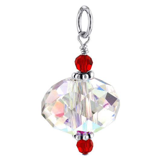 925 Sterling Silver Round Shaped Pendant with Austrian Crystals