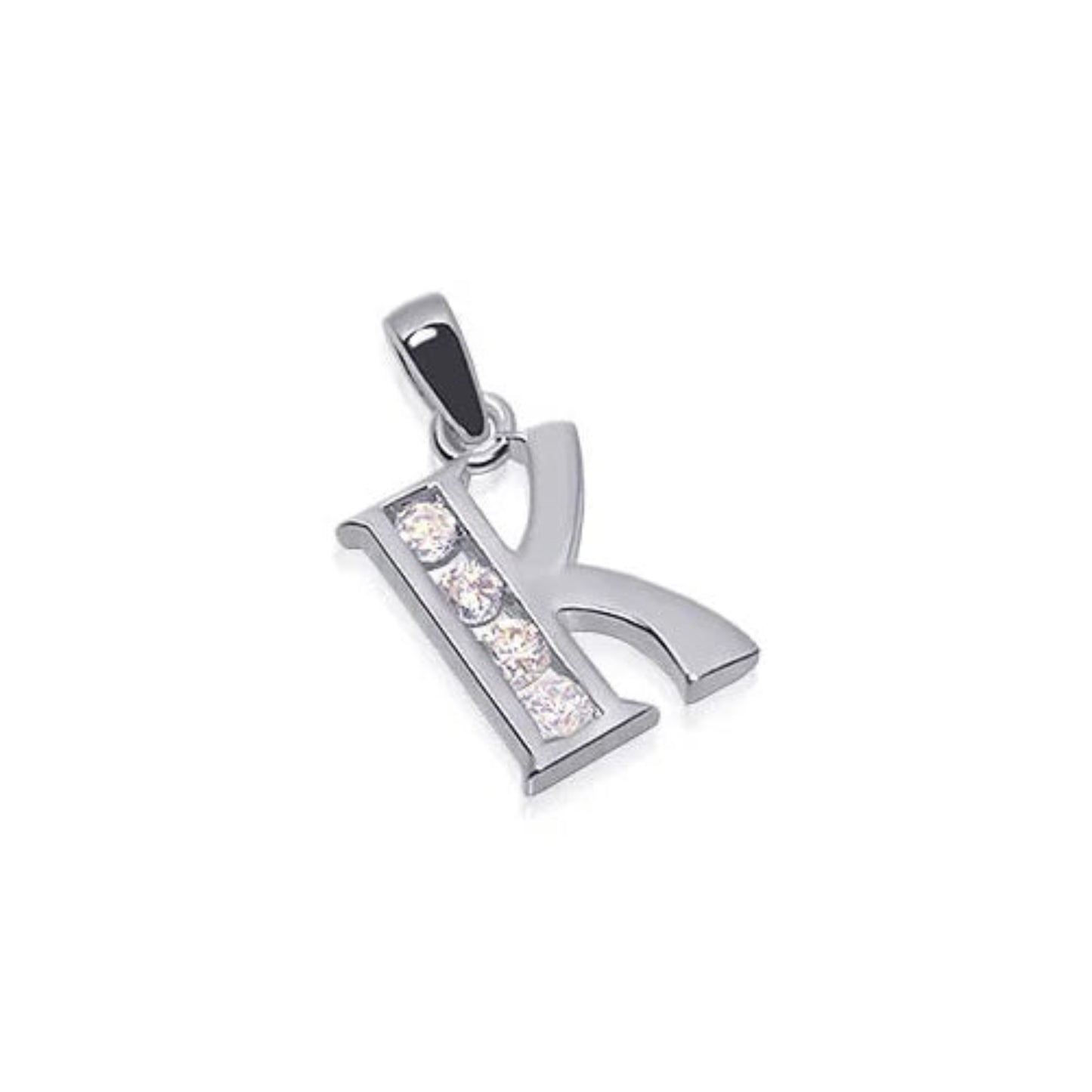 Round Cubic Zirconia .925 Sterling Silver Personalized Initial Pendant