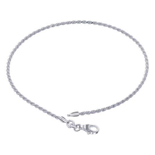 Rope Chain 925 Sterling Silver Bracelet With Lobster Clasp - Gem Avenue
