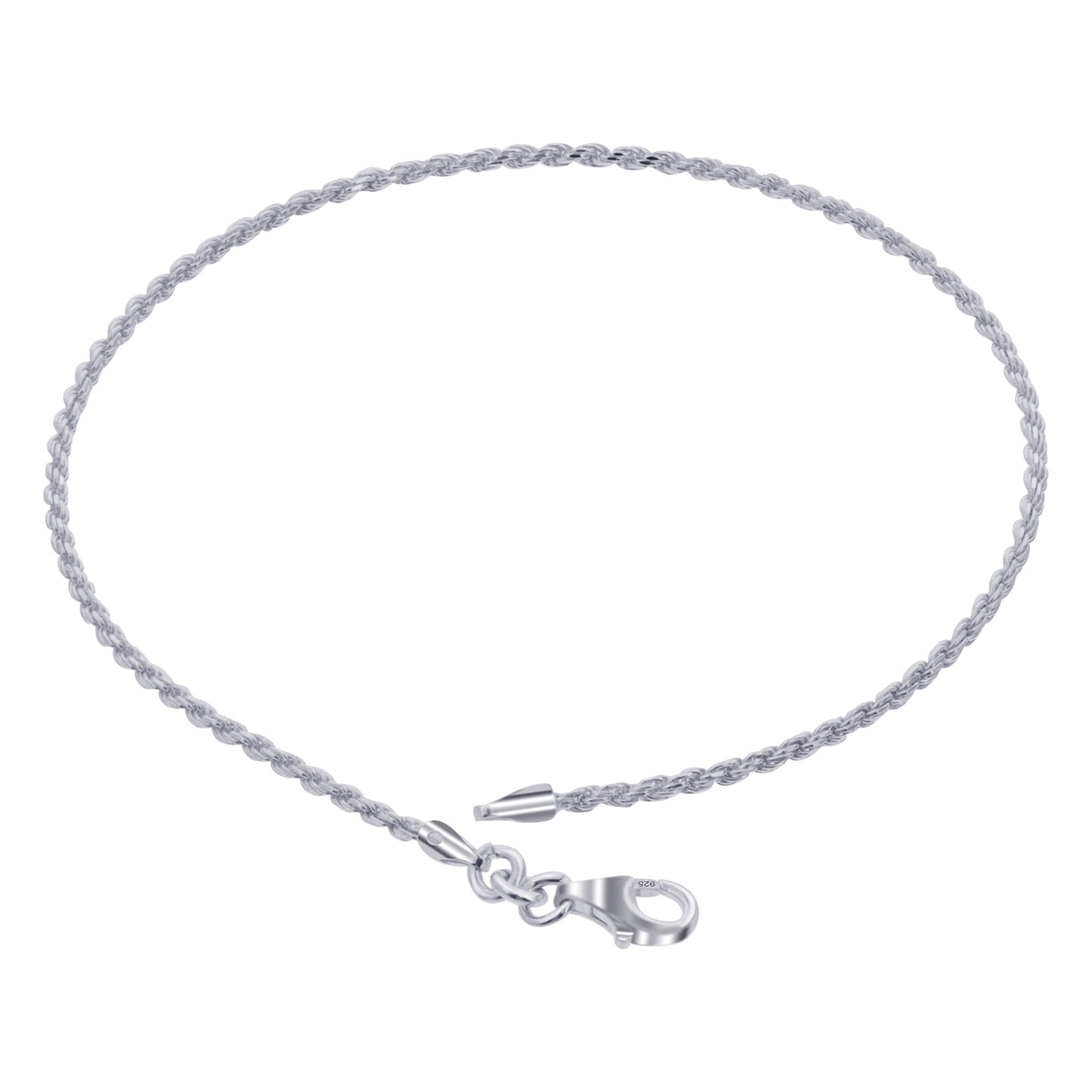 925 Sterling Silver Lobster Clasp Rope Foot Chain Anklet Ankle Bracelets - Gem Avenue