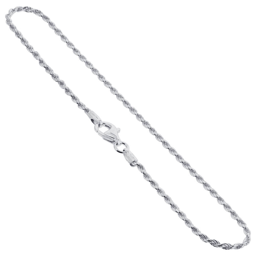 Rope Chain 925 Sterling Silver Bracelet With Lobster Clasp - Gem Avenue