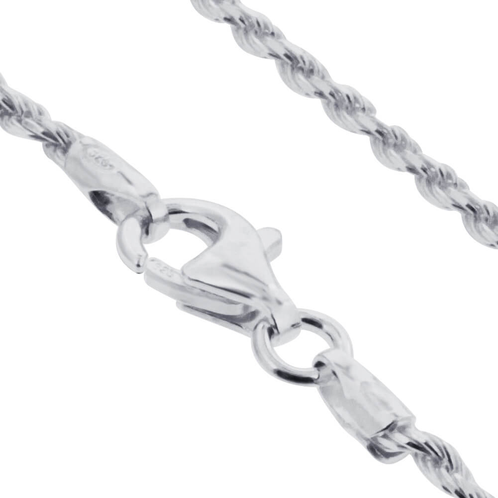 Rope Chain 925 Sterling Silver Bracelet With Lobster Clasp - Gem Avenue