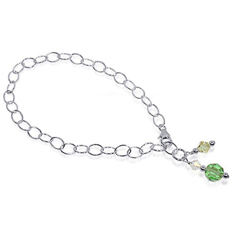 Green Yellow and Clear Austrian Crystals 925 Sterling Silver Foot Chain Anklet Ankle Bracelets - Gem Avenue
