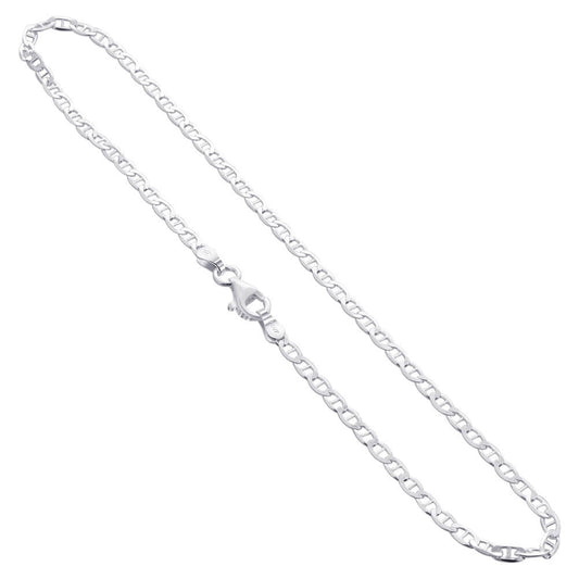 925 Sterling Silver Link Chain Bracelet with Spring Ring Clasp - Gem Avenue