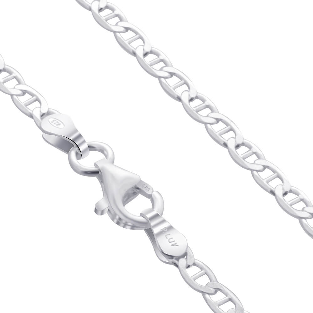 925 Sterling Silver Link Chain Bracelet with Spring Ring Clasp - Gem Avenue