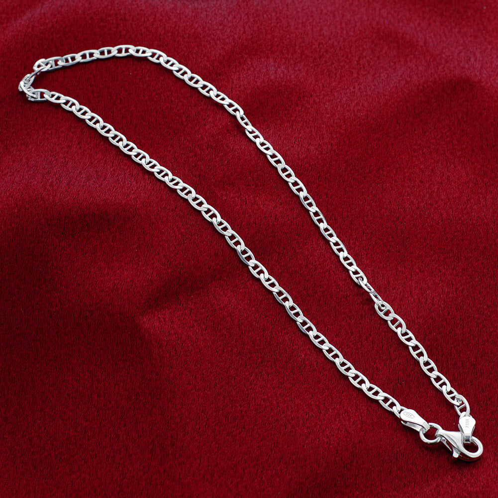 925 Sterling Silver Link Chain Bracelet with Spring Ring Clasp - Gem Avenue