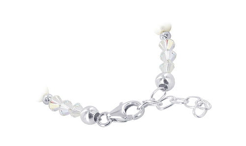 Sterling Silver Anklet 8.5–10 Inch with Pearl & Austrian Crystals Handmade Adjustable Anklet Jewelry for Women
