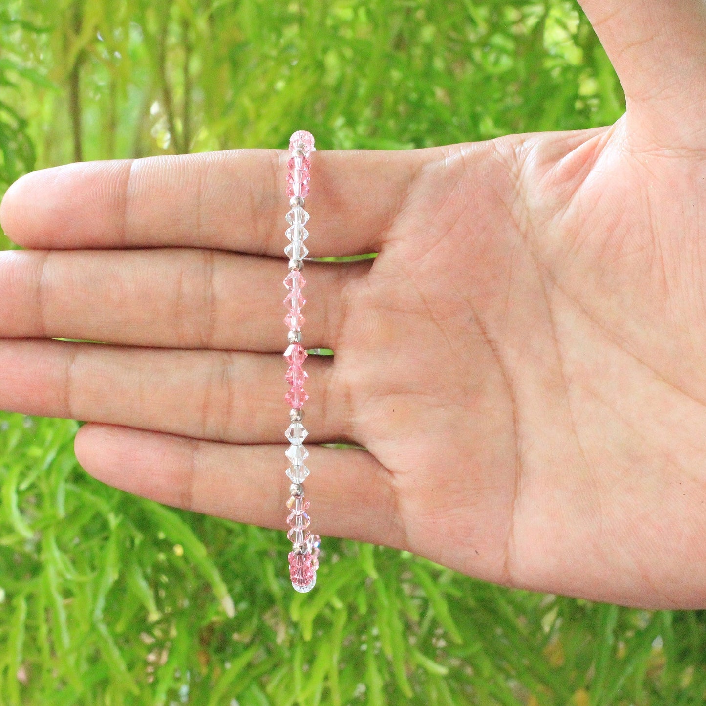 .925 Silver 10 inch Ankle Bracelet with Multicolored Austrian Crystal