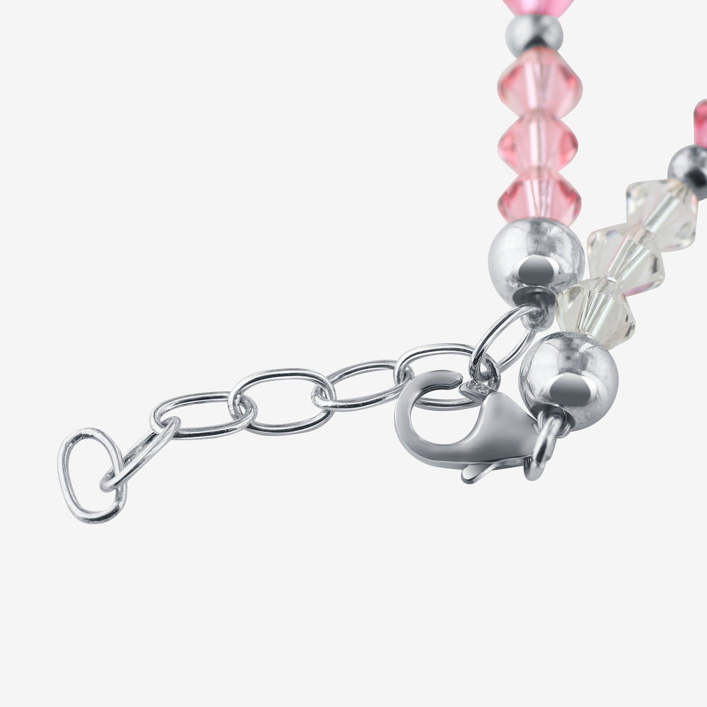 .925 Silver 10 inch Ankle Bracelet with Multicolored Austrian Crystal