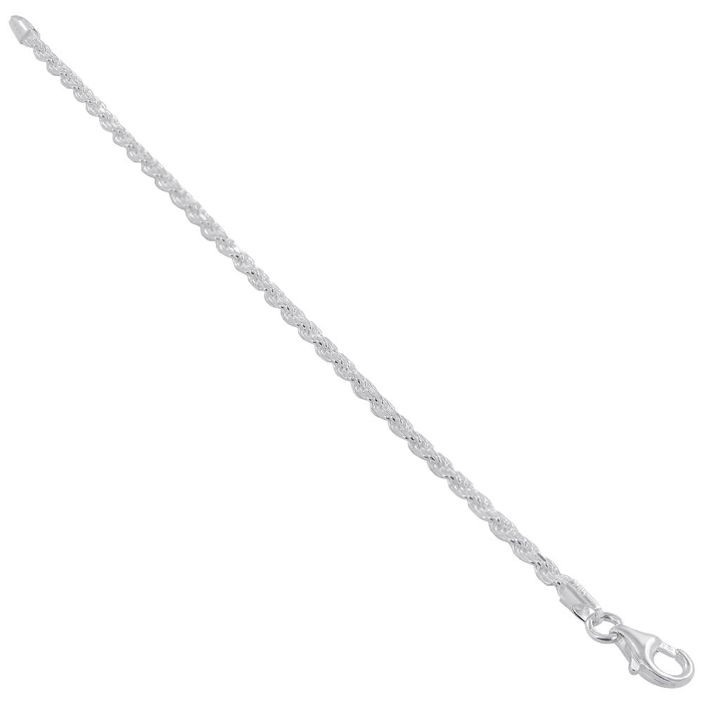 925 Sterling Silver Faceted Cut Rope Chain Bracelet - Gem Avenue