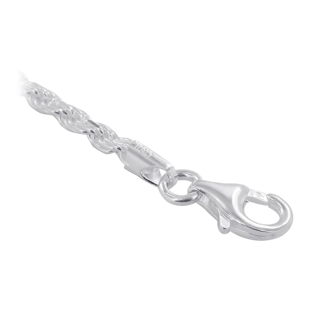 925 Sterling Silver Faceted Cut Rope Chain Bracelet - Gem Avenue