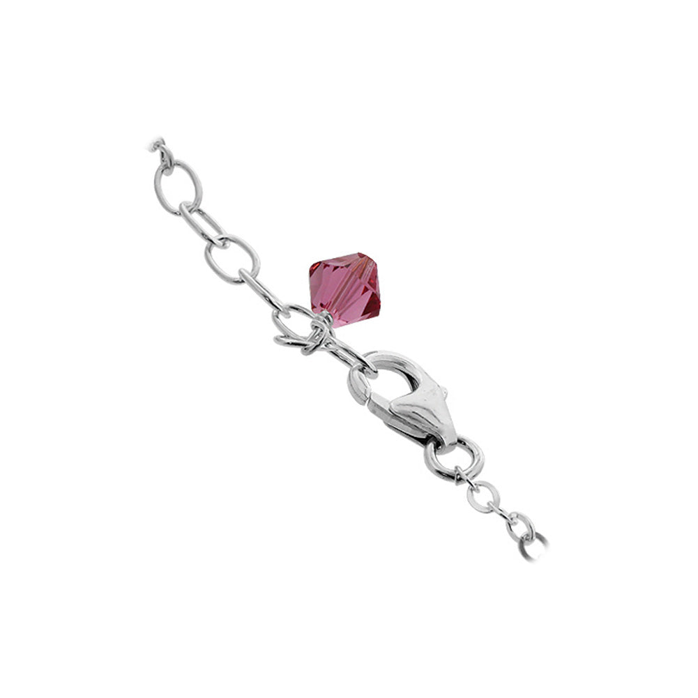 Pink Austrian Crystals 925 Sterling Silver Anklet - Gem Avenue