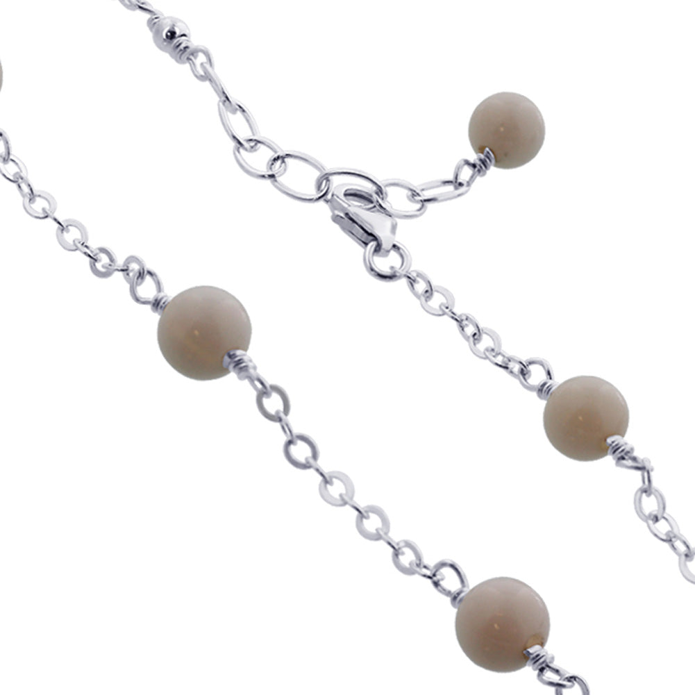 Simulated Agate 925 Sterling Silver Anklet Ankle Bracelets - Gem Avenue
