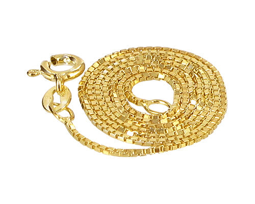 14k Gold over 925 Sterling Silver Vermeil Box Foot Chain Anklet - Gem Avenue