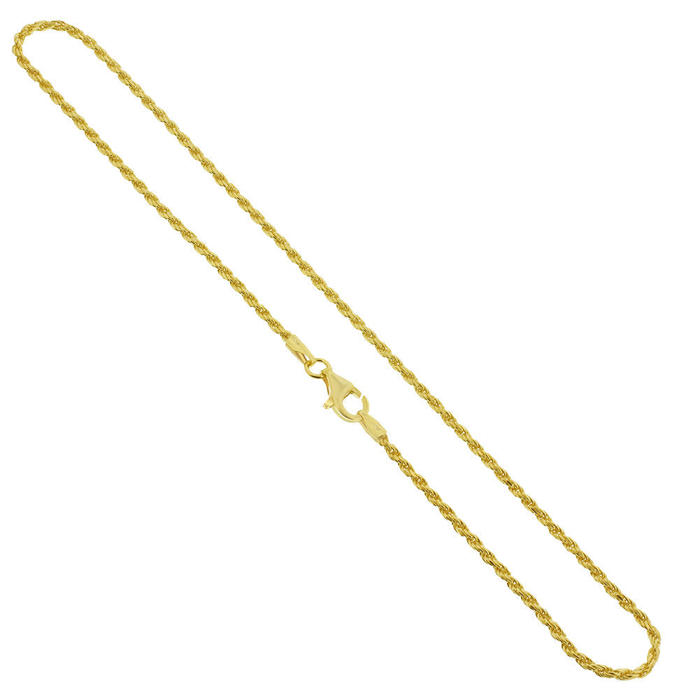 14k Gold over 925 Sterling Silver Vermeil Rope Foot Chain Anklet - Gem Avenue