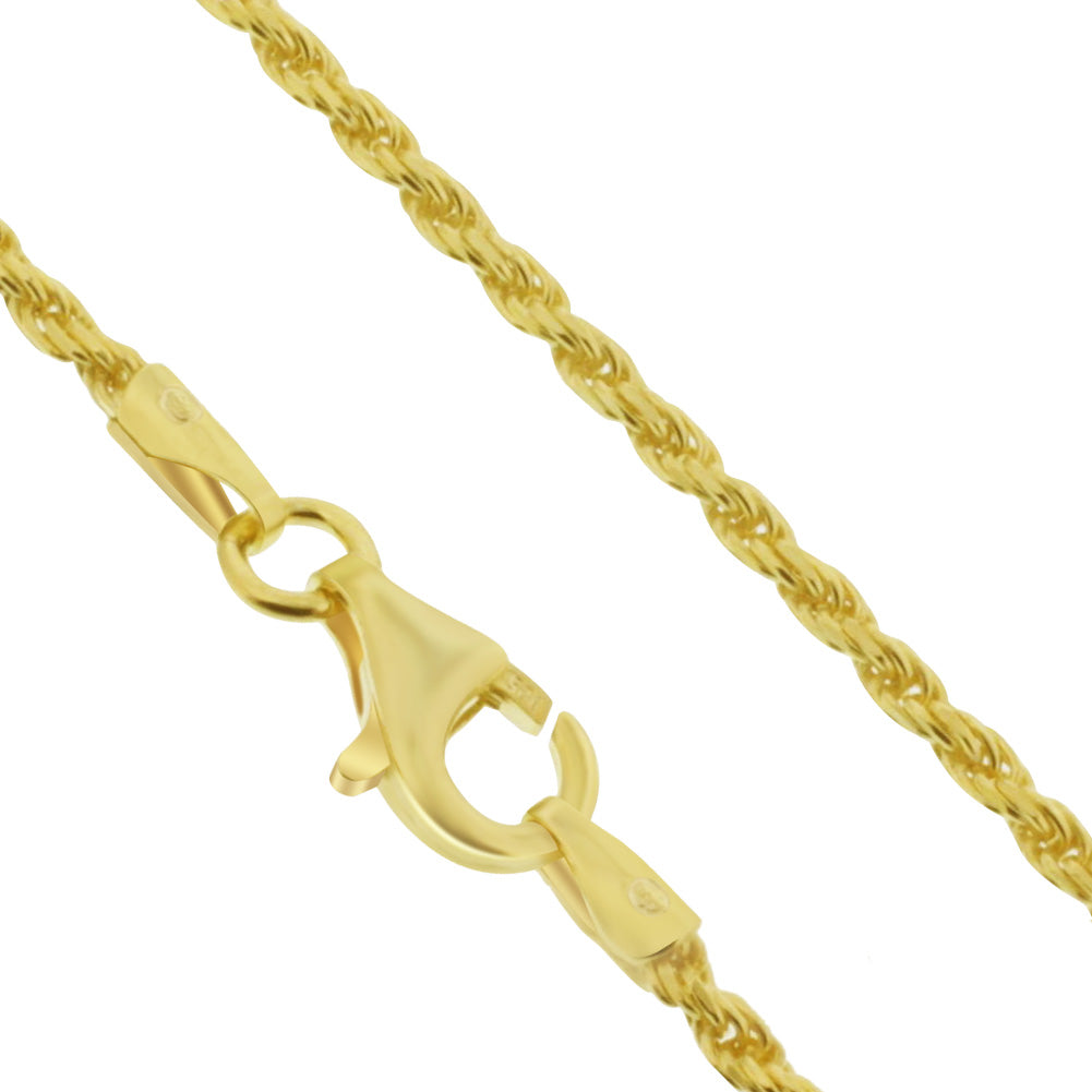 14k Gold over 925 Sterling Silver Vermeil Rope Foot Chain Anklet - Gem Avenue