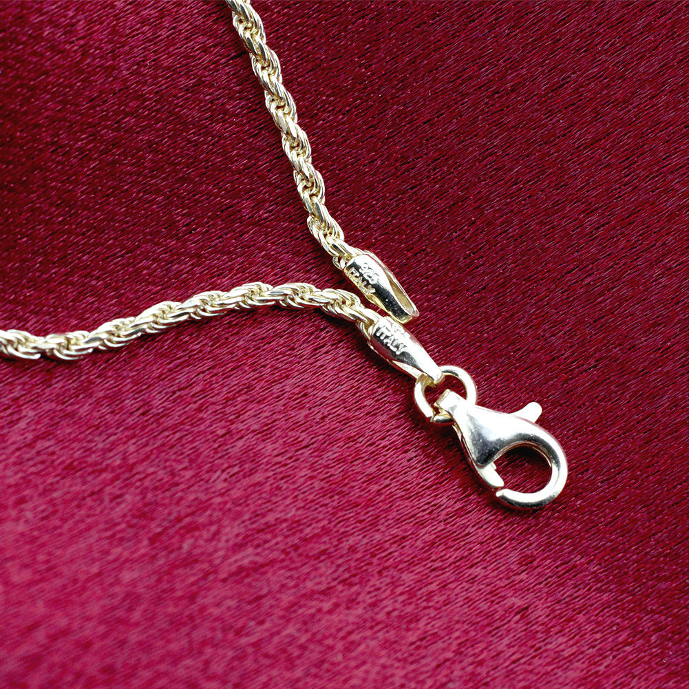 14k Gold over 925 Sterling Silver Vermeil Rope Foot Chain Anklet - Gem Avenue