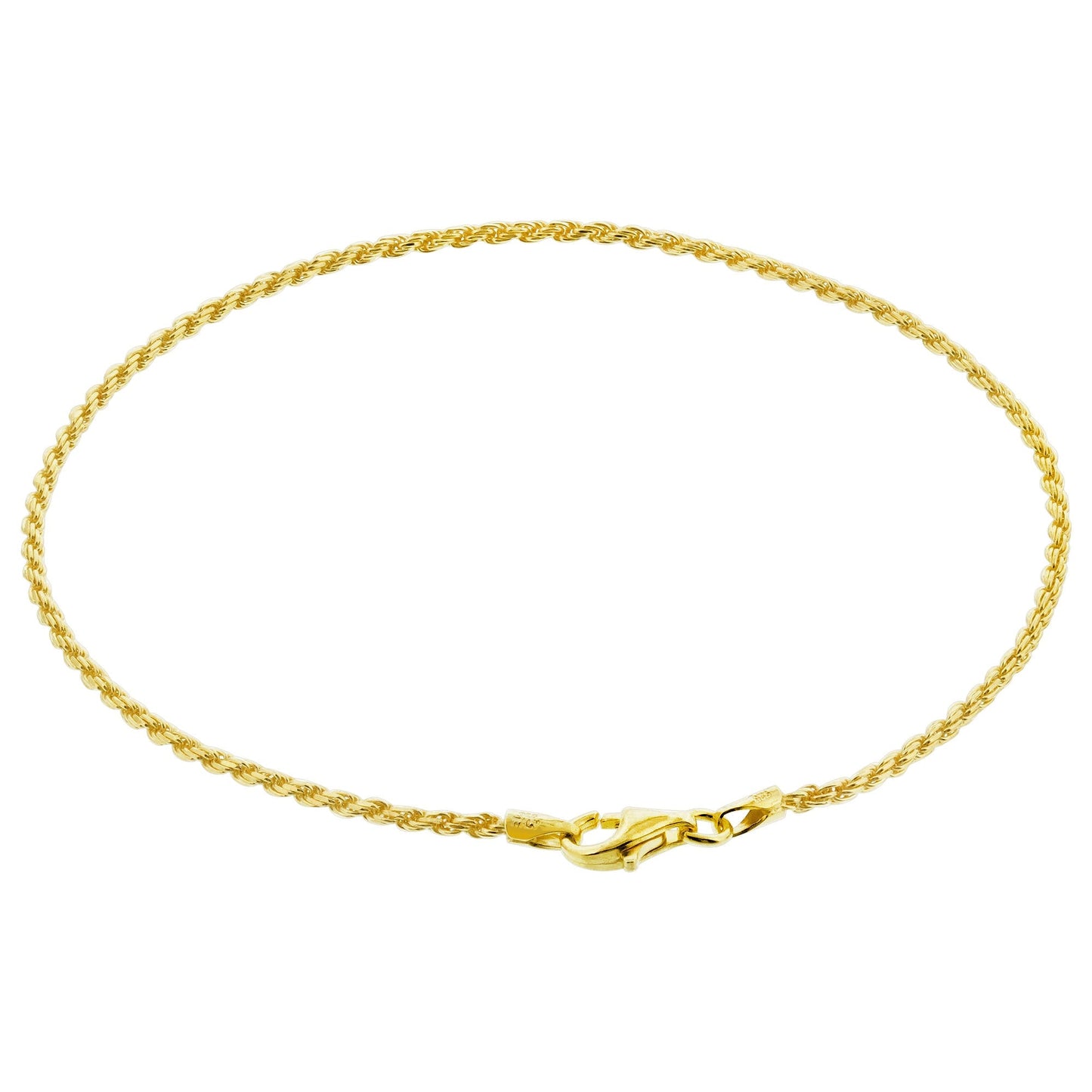 14k Gold over 925 Sterling Silver Vermeil Rope Foot Chain Anklet - Gem Avenue