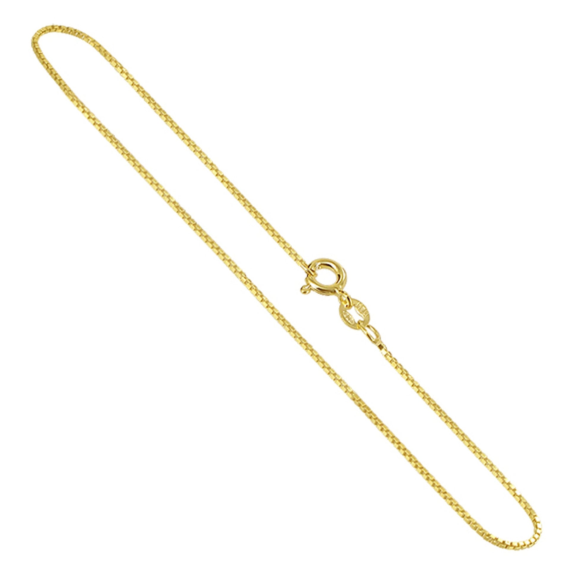 14K Box Chain Vermeil Spring Ring Clasp Bracelets - Gem Avenue