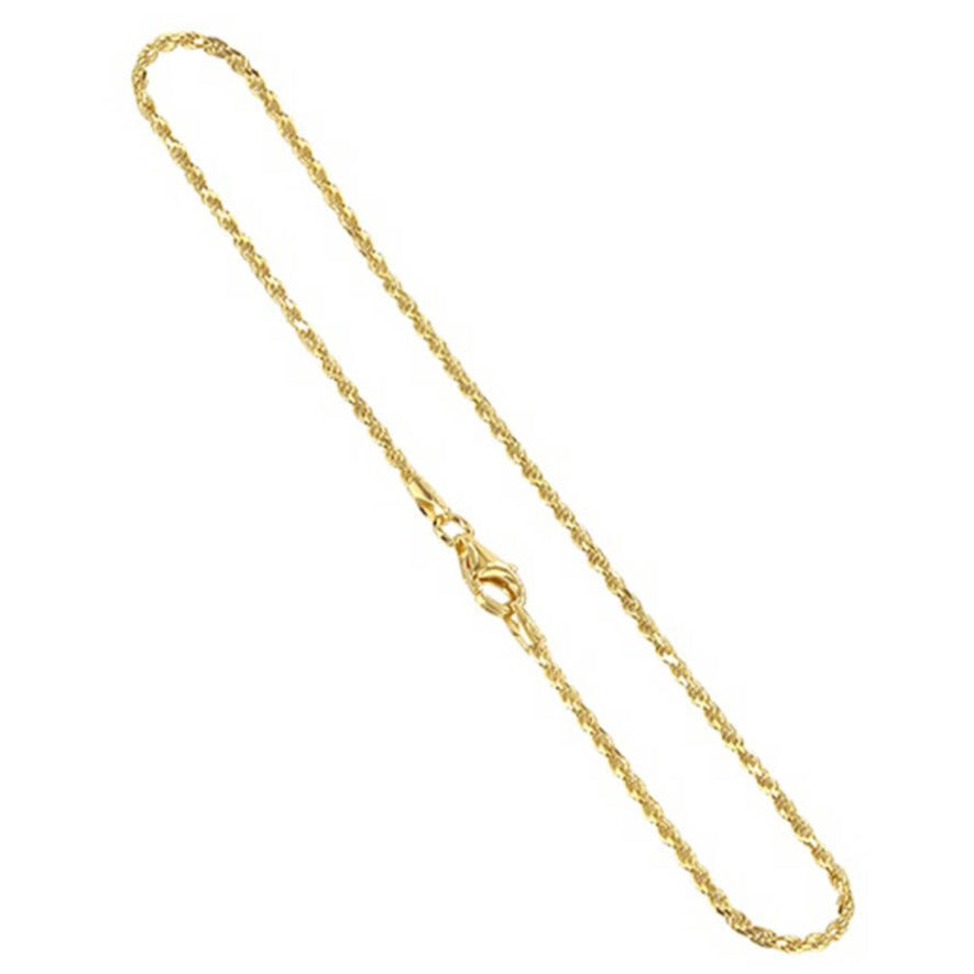 14K Vermeil 1.5mm Rope Chain Lobster Clasp Bracelets - Gem Avenue