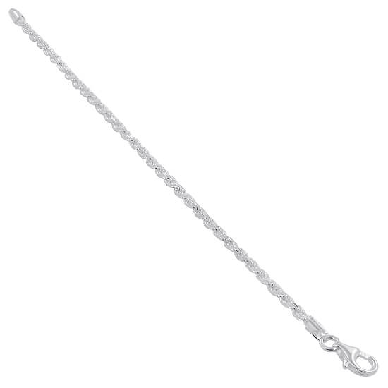 925 Sterling Silver Faceted Cut Rope Chain lobster claw clasp Bracelets - Gem Avenue