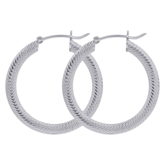 .925 Sterling Silver 4mm Thick Hoop Earrings