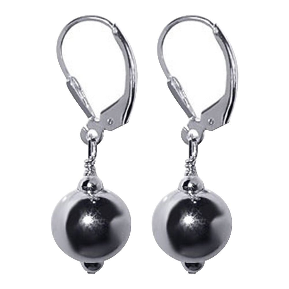 925 Sterling Silver 10mm Ball Leverback Drop Earrings for Women-Gem Avenue