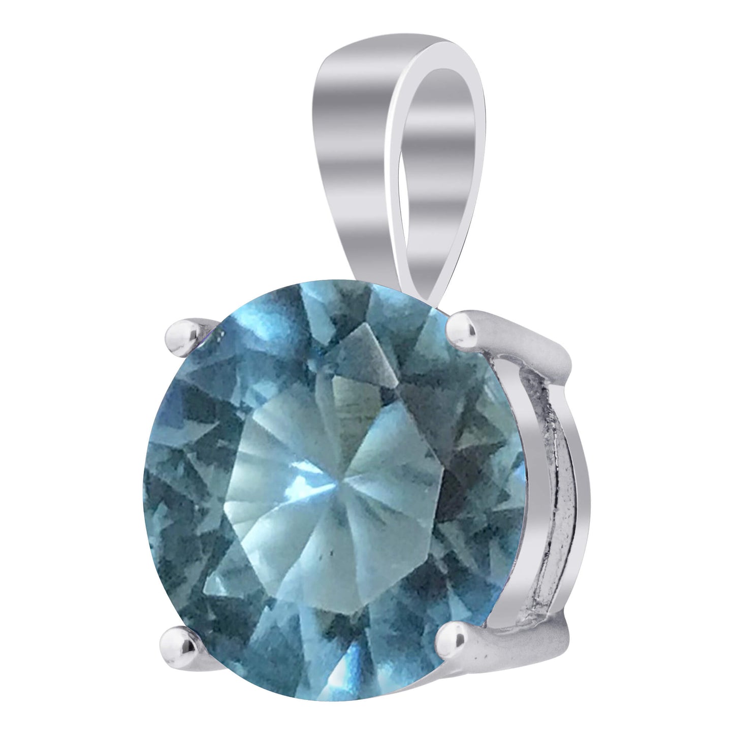 Simulated Blue Aquamarine 925 Sterling Silver Pendant Earrings Set - Gem Avenue