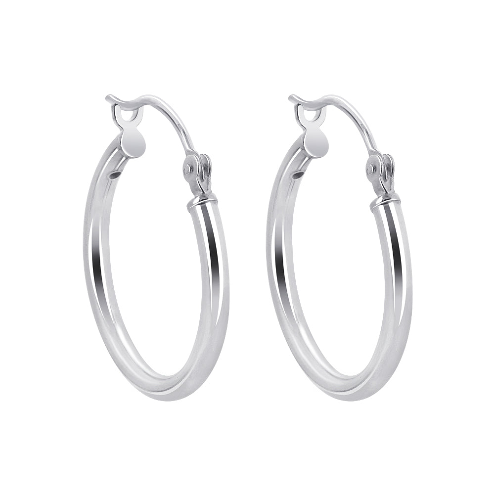 .925 Sterling Silver Hoop Earrings 2mm / 3mm Tube Round Hoops for Women