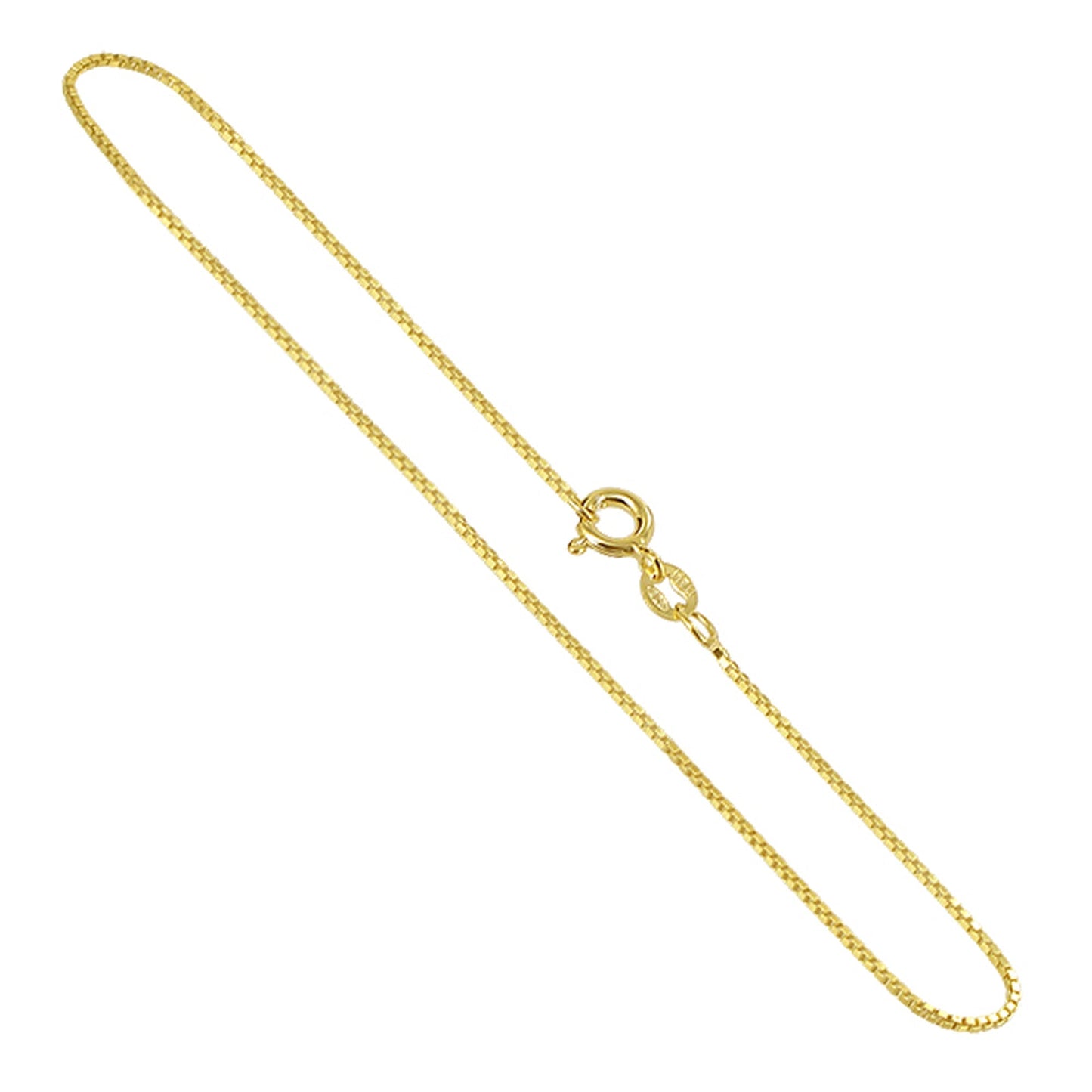 14k Gold 925 Sterling Silver Vermeil Box Chain Necklace - Gem Avenue