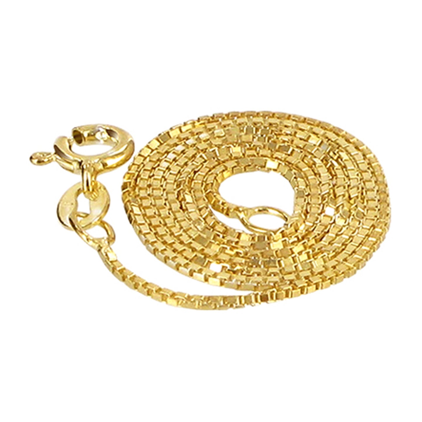 14k Gold 925 Sterling Silver Vermeil Box Chain Necklace - Gem Avenue