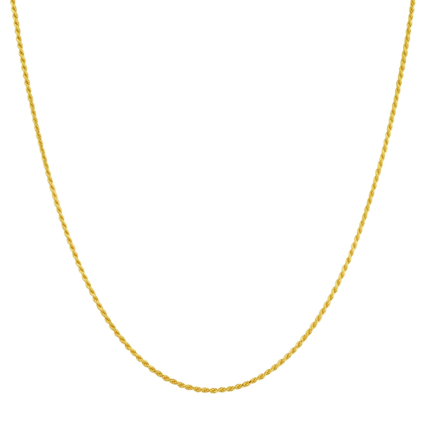 14k Gold over Sterling Silver Vermeil Rope Chain Necklace - Gem Avenue